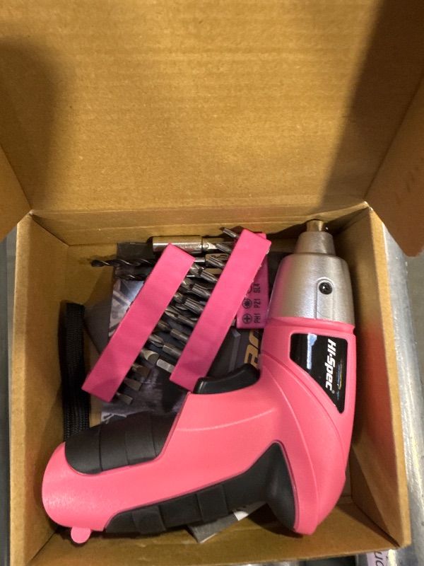Photo 1 of Hi-Spec Electric Screwdriver 27pc 3.6V Pink USB Small Power Screwdriver Set. Cordless & Rechargeable with Driver Bit Set