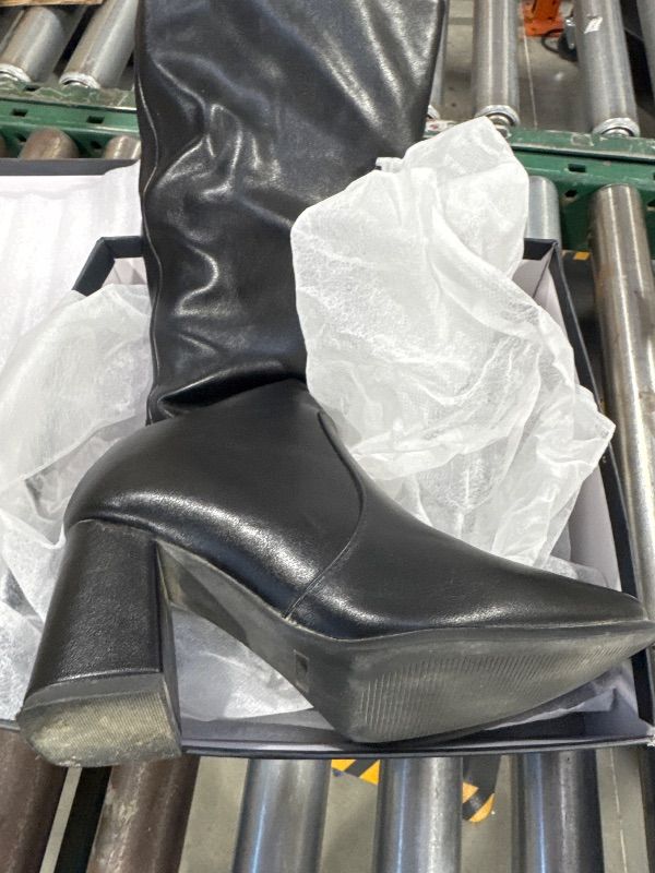 Photo 1 of Modatope Black Knee High Boots Women Chunky Heel Square Toe Tall Boots for Women High Heel Side Zipper Womens Heeled Tall Boots Size 7.5