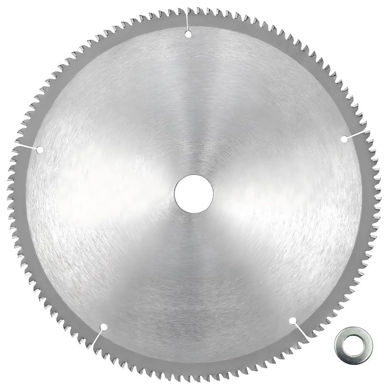 Photo 1 of 10 Inch 120 Tooth Circular Saw Blade, 1 Inch (with 5/8 Inch Washer) Arbor, TCG Tungsten Carbide Teeth for Cutting Aluminum and Aluminum Alloy Materials (10in, 120T)
