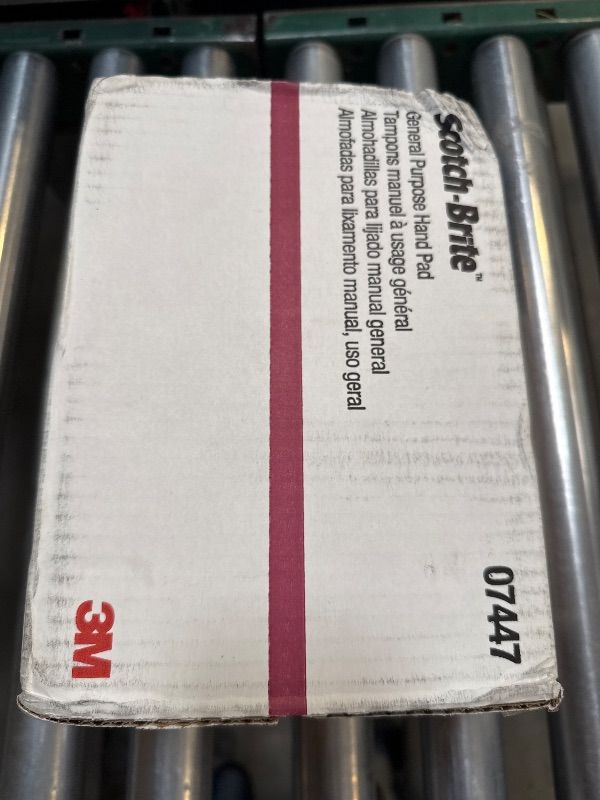 Photo 1 of 3M Scotch-Brite General Purpose 7447 Hand Pad, Very Fine Grade, 6 in x 9 in, Pack of 20, Aluminum Oxide, Surface Preparation, Scuffing, Blending, Cleaning, Maroon