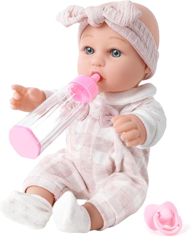 Photo 1 of 12'' Baby Doll and Clothes Accessories Playset with Feeding Bottle Pacifier First Baby Dolls for Toddlers 36 Months and Up
