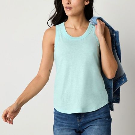 Photo 1 of A.n.a Womens Tall U Neck Sleeveless Tank Top, Large Tall, Blue
