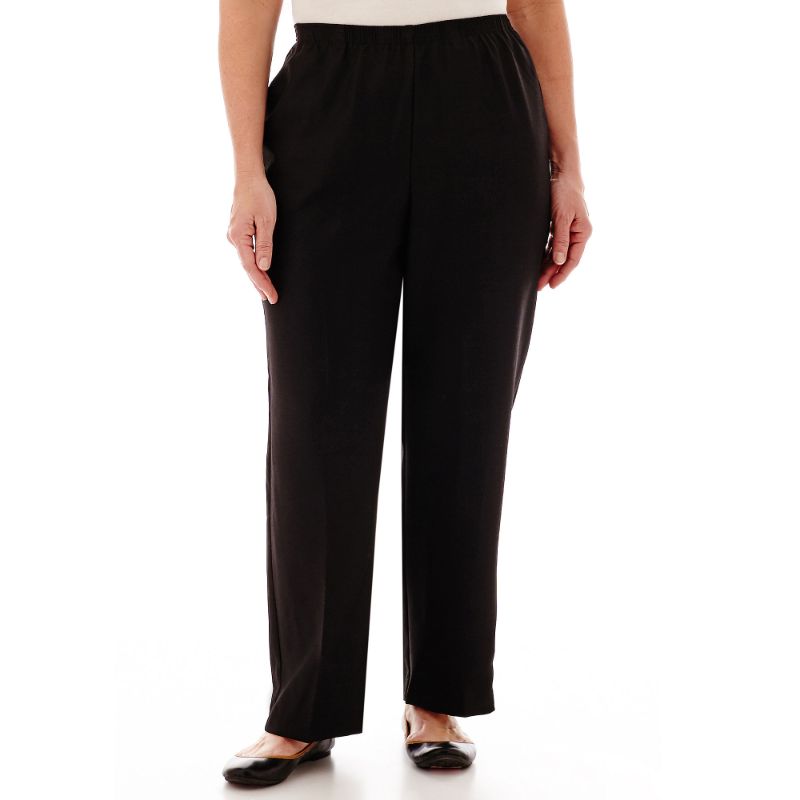Photo 1 of Alfred Dunner Classics Womens Plus Straight Pull-on Pants, 16w Short, Black
