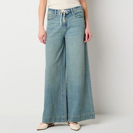 Photo 1 of A.n.a Soft Drape Womens Low Rise Wide Leg Jean, 6, Blue
