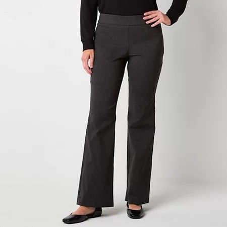 Photo 1 of Liz Claiborne Lisa Womens Flare Mid Rise Classic Fit Pull-on Pant, 10, Gray