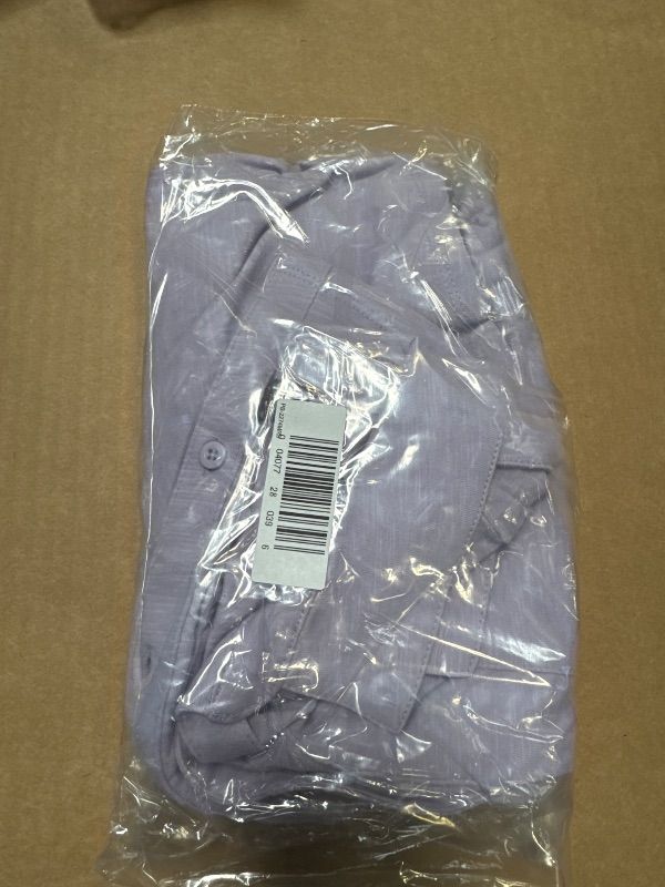 Photo 1 of Gloria Vanderbilt Women's Ashten 3/4 Sleeve Button Down Shirt with Curved Hem Standard, Lilac Dream LARGE