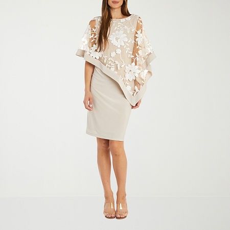 Photo 1 of R & M Richards Womens Short Sleeve Floral Sheath Dress, 18, Beige
