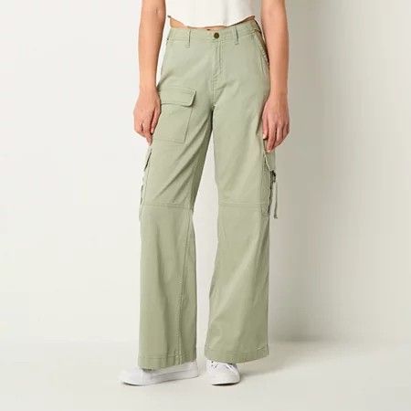 Photo 1 of Arizona Womens Low Rise Straight Cargo Pant-Juniors, 16, Green
