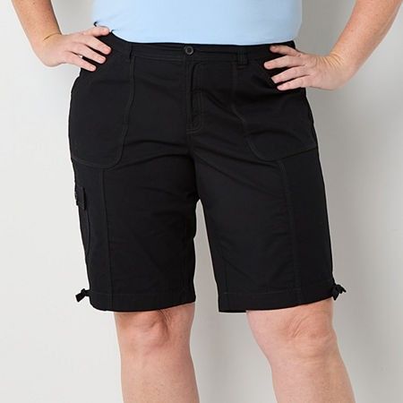 Photo 1 of St. John's Bay Womens 11 1/2" Mid Rise - Plus Bermuda Short, 16w, Black
