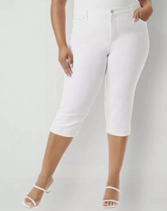 Photo 1 of St. John's Bay Secretly Slender Mid Rise Denim Capris White Size 6
