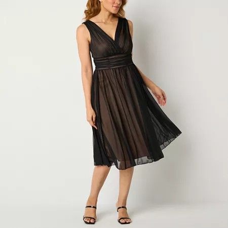 Photo 1 of Connected Apparel Womens Sleeveless MIDI Fit + Flare Dress, 6, Black