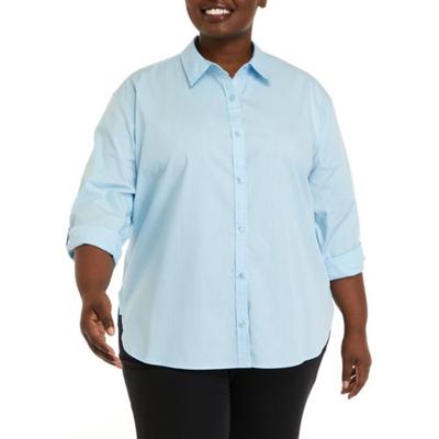 Photo 1 of Gloria Vanderbilt Plus Womens Long Sleeve Regular Fit Button-Down Shirt, 3x, Blue