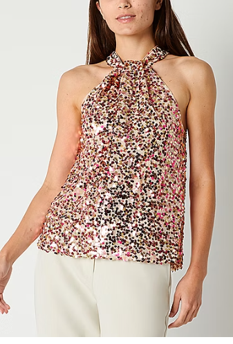 Photo 1 of Maia Sequin Womens Sleeveless Lined Blouse med

