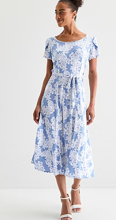 Photo 1 of new!Perceptions Womens Short Sleeve Paisley Midi Fit + Flare Dress SM