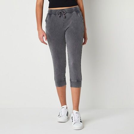 Photo 1 of Arizona Womens Cinched Regular Fit Juniors Capri Pant, Small, Gray
