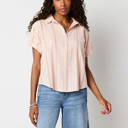 Photo 1 of A.n.a Womens Short Sleeve Regular Fit Blouse, Large, Pink
