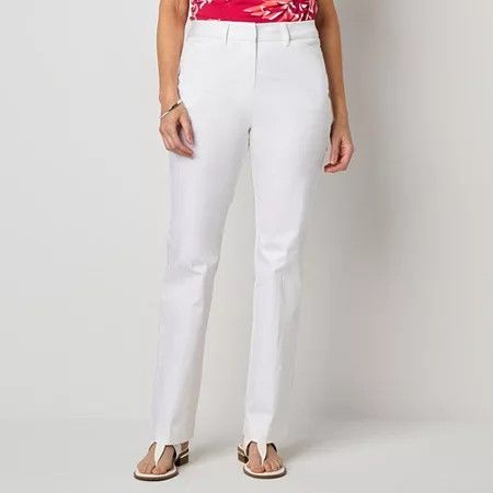 Photo 1 of Liz Claiborne-Tall Emma Womens Classic Fit Flare Easy-on + Easy-off Seated Wear Trouser, 16 Tall, White