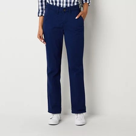 Photo 1 of St. John's Bay Women's Relaxed Fit Girl Friend Chino Pant, 10 Petite, Blue