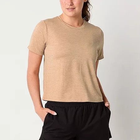 Photo 1 of Xersion Womens Everyday Crew Neck Short Sleeve T-Shirt, Petite Medium, Brown