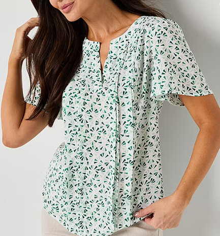 Photo 1 of Liz Claiborne Womens Split Crew Neck Short Sleeve Blouse xxl
