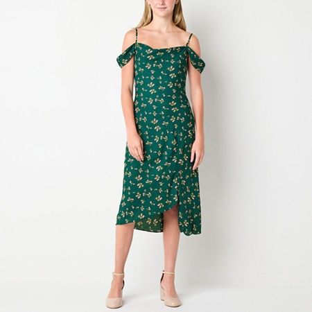 Photo 1 of By&by Womens Sleeveless Floral MIDI Bodycon Dress Juniors, X-small, Blue