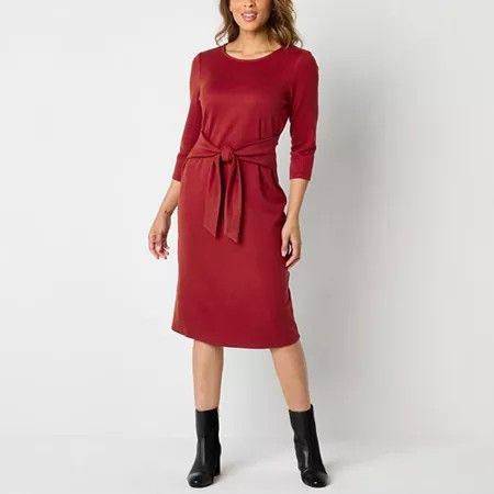 Photo 1 of R & K Originals Womens 3/4 Sleeve Shift Dress, Large, Red
