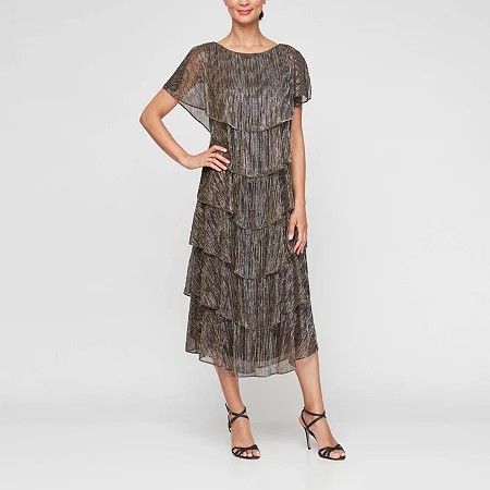 Photo 1 of S. L. Fashions Womens Short Sleeve MIDI Shift Dress, 12, Yellow
