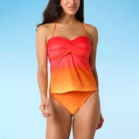 Photo 1 of Mynah Lined Ombre Tankini Swimsuit Top, Large, Orange
