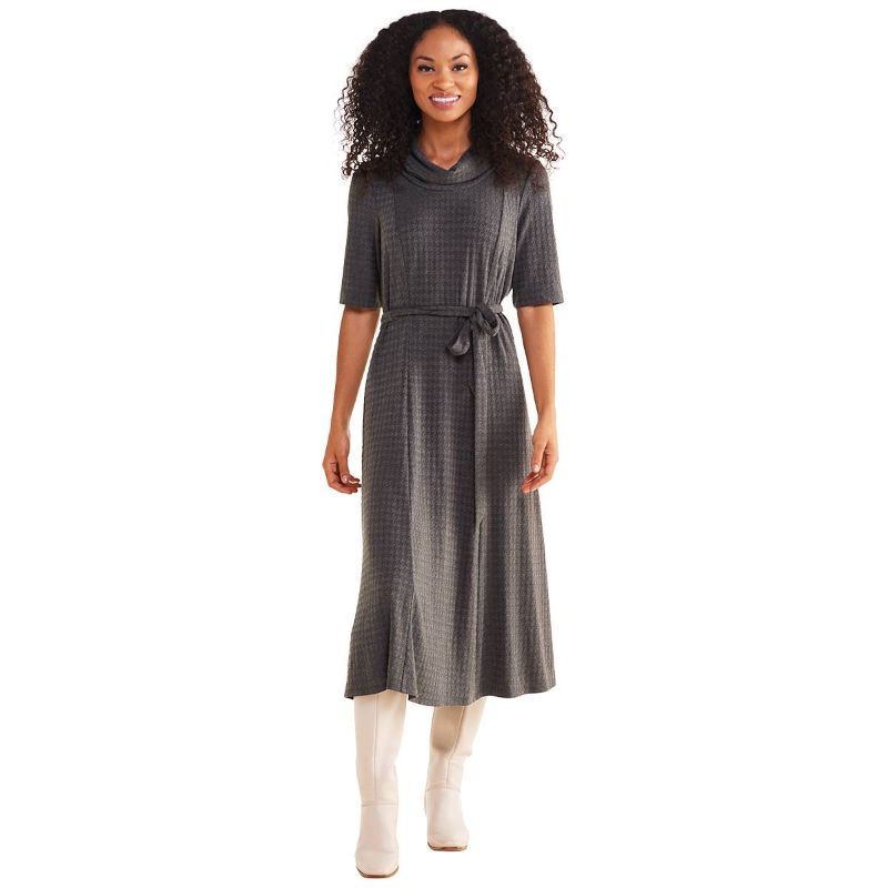 Photo 1 of Perceptions Womens Short Sleeve MIDI Fit + Flare Dress, X-large, Gray