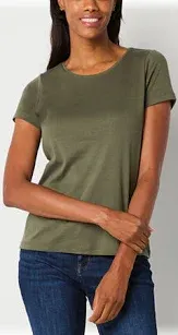 Photo 1 of St. John's Bay Womens Crew Neck Short Sleeve T-Shirt Laurel Wreathe Size xs