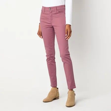 Photo 1 of St. John's Bay Womens Mid Rise Secretly Slender Skinny Fit Jean, 12, Pink