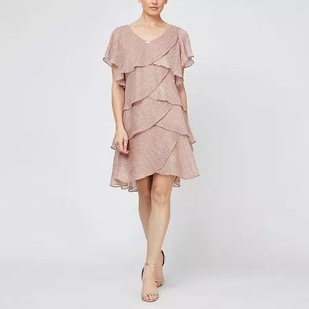 Photo 1 of S. L. Fashions Womens Short Sleeve Shift Dress, 12, Pink
