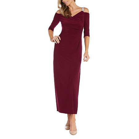 Photo 1 of R & M Richards Rhinestone Womens 3/4 Sleeve Evening Gown, 18, Purple