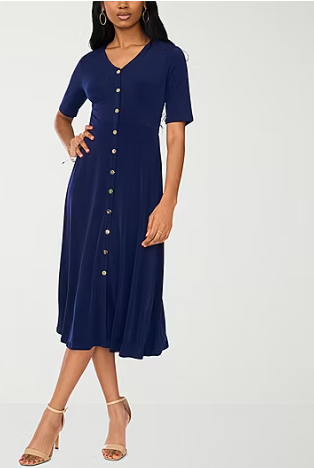 Photo 1 of MSK Womens Short Sleeve Midi Fit + Flare Dress large