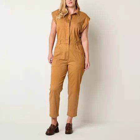 Photo 1 of A.n.a Womens Sleeveless Belted Jumpsuit, Small, Brown
