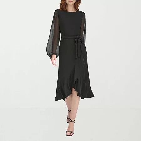 Photo 1 of Marc New York Womens Long Sleeve MIDI Fit + Flare Dress, 14, Black

