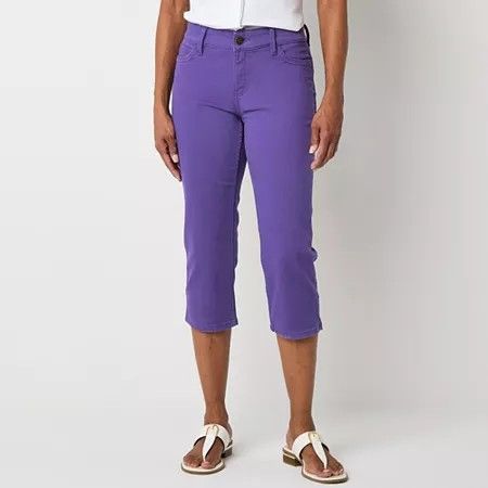 Photo 1 of Liz Claiborne Sara Womens Slim Mid Rise Regular Fit Capri Pant, 12, Purple
