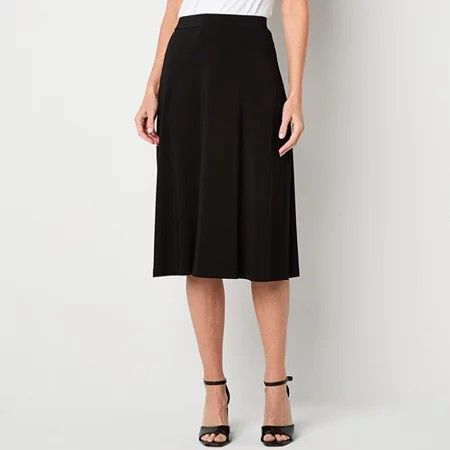 Photo 1 of Black Label by Evan-Picone Knit Womens Mid Rise MIDI Flared Skirt, X-small, Black