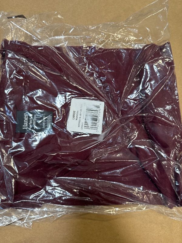Photo 1 of Hanes Comfortblend Perfect-T V-Neck T-Shirt, Cotton Short Sleeve Tee for Women, 1 or 2 Pack, Maroon-1 Pack, Large