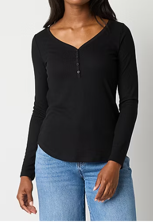 Photo 1 of a.n.a Womens Long Sleeve Henley Shirt large
