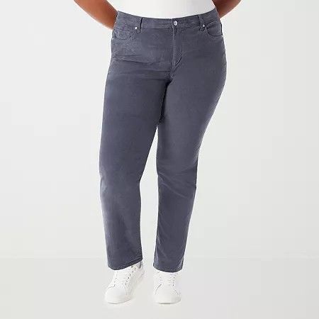 Photo 1 of Gloria Vanderbilt Womens High Rise Straight Corduroy Pant - Plus, 24w, Gray
