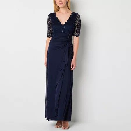 Photo 1 of Jessica Howard Womens Elbow Sleeve Evening Gown, 4, Blue
