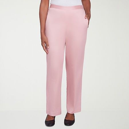 Photo 1 of Alfred Dunner Coming up Roses Womens Straight Pull-on Pants, 16 Petite Short, Pink
