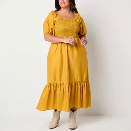 Photo 1 of Ryegrass Womens Short Sleeve Maxi Dress Plus, 2x, Yellow
