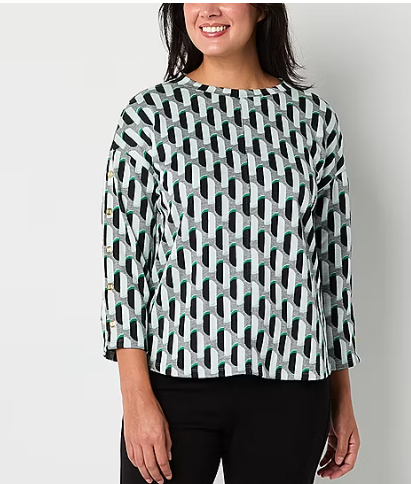 Photo 1 of Liz Claiborne Womens Boat Neck 3/4 Sleeve Tunic Top xl
