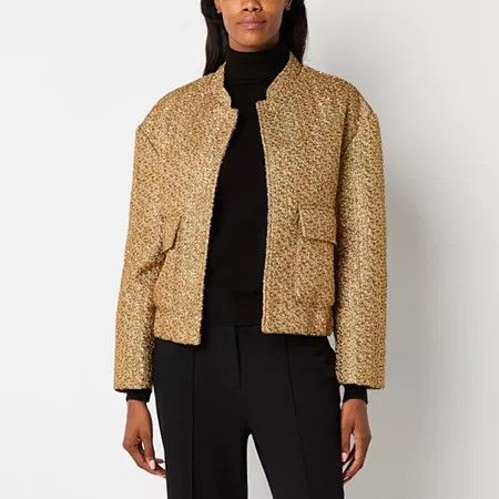 Photo 1 of Liz Claiborne Midweight Womens Bomber Jacket, Large, Yellow
