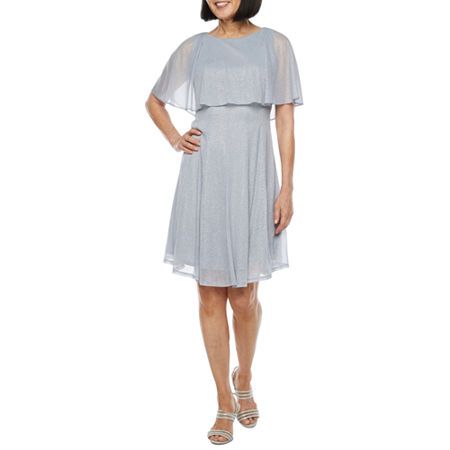 Photo 1 of J Taylor Short Sleeve Fit + Flare Dress, 10, Silver
