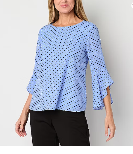 Photo 1 of Black Label by Evan-Picone Womens Crew Neck 3/4 Sleeve Blouse large

