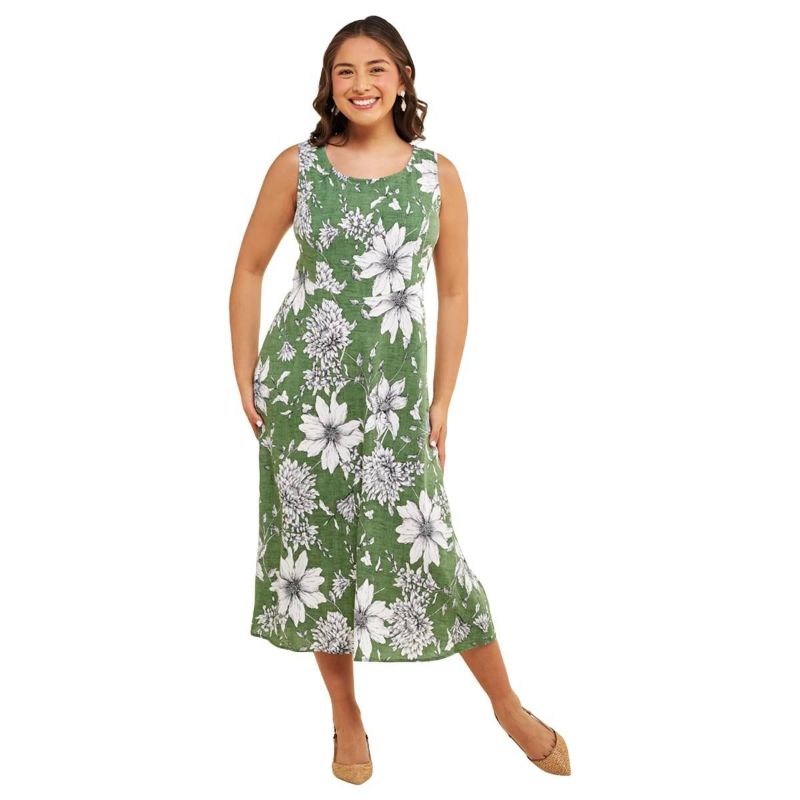 Photo 1 of Connected Apparel Womens Sleeveless MIDI Fit + Flare Dress, 4, Green
