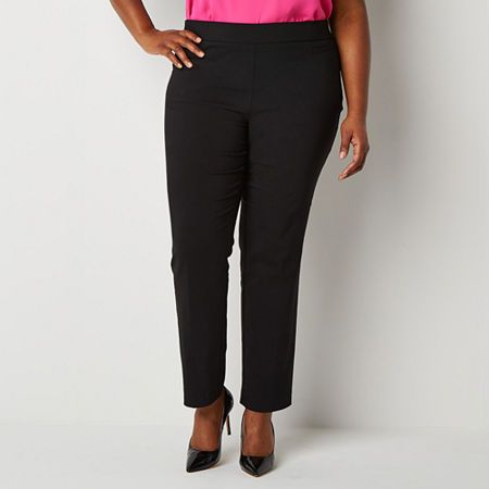 Photo 1 of Liz Claiborne Lisa Womens Straight Mid Rise Straight Fit Pull-on Pant, 22w, Black
